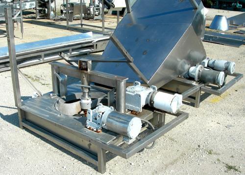 Used Cabbage Preparation Line Consisting Of: (1) Dual lane cabbage corer/cutter. (1) 24" diameter dual Kibby shredder with (2) 1/2 hp, (2) 3 hp motors. (1) 24" diameter Kibby shredder with 2 hp, 3 hp...