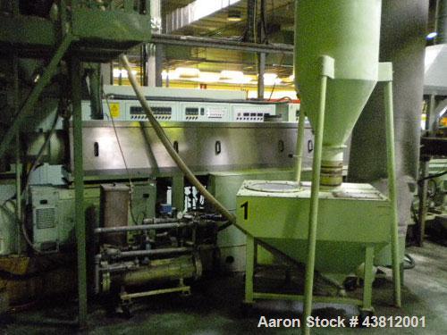 Used OMV E35-2 Extrusion Line.  Previously used for polypropylene cups.  Scheme 61-614.  Comprised of (1) single screw extruder, (1) mold with 18 cavities, (1) thermoformer, motor 335 hp (250 kW), 50...