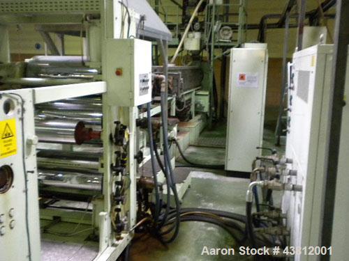 Used OMV E35-2 Extrusion Line.  Previously used for polypropylene cups.  Scheme 61-614.  Comprised of (1) single screw extruder, (1) mold with 18 cavities, (1) thermoformer, motor 335 hp (250 kW), 50...