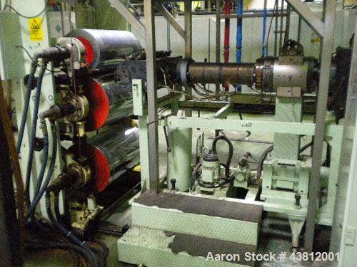 Used OMV E35-2 Extrusion Line.  Previously used for polypropylene cups.  Scheme 61-614.  Comprised of (1) single screw extruder, (1) mold with 18 cavities, (1) thermoformer, motor 335 hp (250 kW), 50...