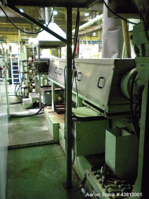 Used OMV E35-2 Extrusion Line.  Previously used for polypropylene cups.  Scheme 61-614.  Comprised of (1) single screw extruder, (1) mold with 18 cavities, (1) thermoformer, motor 335 hp (250 kW), 50...