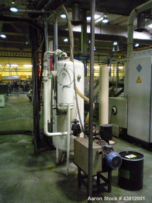 Used OMV E35-2 Extrusion Line.  Previously used for polypropylene cups.  Scheme 61-614.  Comprised of (1) single screw extruder, (1) mold with 18 cavities, (1) thermoformer, motor 335 hp (250 kW), 50...