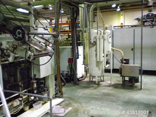 Used OMV E35-2 Extrusion Line.  Previously used for polypropylene cups.  Scheme 61-614.  Comprised of (1) single screw extruder, (1) mold with 18 cavities, (1) thermoformer, motor 335 hp (250 kW), 50...