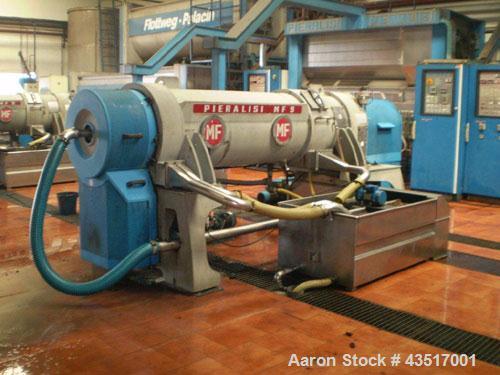 Used Pieralisi Olive Oil Plant comprised of:  (1) Pieralisi MF9 three phase decanter centrifuge, bowl speed 3350 rpm, bowl diameter 470 mm, 60 hp/45 kW, 50 hz.  (1) Pieralisis 2 body blender, capacit...