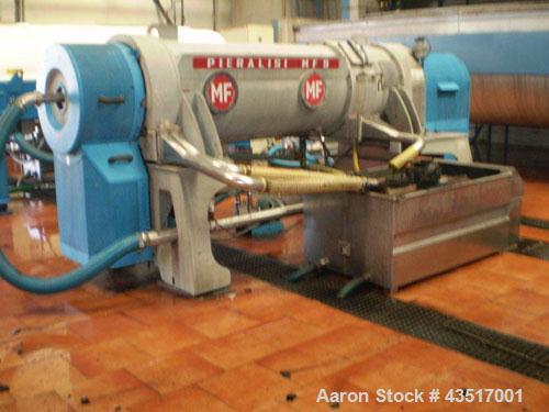 Used Pieralisi Olive Oil Plant comprised of:  (1) Pieralisi MF9 three phase decanter centrifuge, bowl speed 3350 rpm, bowl diameter 470 mm, 60 hp/45 kW, 50 hz.  (1) Pieralisis 2 body blender, capacit...