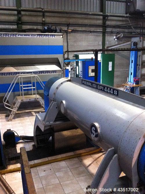 Used Pieralisi Olive Oil Processing Plant comprised of:  (1) Pieralisi SPI 444 S jumbo decanter, bowl diameter 22.4" (570 mm), 2600 rpm, 60 hp/45 kW, 50 hz, built 2009.  (1) 13.2 ton (12,000 kg) capa...