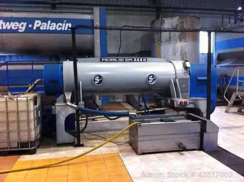 Used Pieralisi Olive Oil Processing Plant comprised of:  (1) Pieralisi SPI 444 S jumbo decanter, bowl diameter 22.4" (570 mm), 2600 rpm, 60 hp/45 kW, 50 hz, built 2009.  (1) 13.2 ton (12,000 kg) capa...