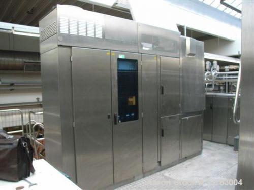 Used Tetra Pak TBA 21 Slim with PT21 Pull-Tab System, aseptic carton filler. Capacity 7,000 units per hour, unit volume 33.8 oz (1 liter). Manuals included. Work hours 29,482.