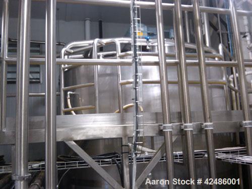 Used Complete Processing Line that fed a TetraPak A3 Flex Filler including:  Tetra Alsafe sterile tank 12,000 liter, apporixmately 3,000 gallon, rated 200 psi, jacketed, on scales, sweep mixer; Tetra...