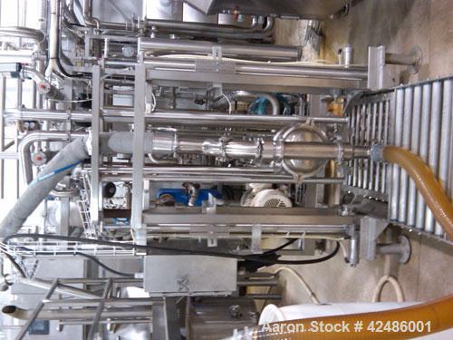 Used Complete Processing Line that fed a TetraPak A3 Flex Filler including:  Tetra Alsafe sterile tank 12,000 liter, apporixmately 3,000 gallon, rated 200 psi, jacketed, on scales, sweep mixer; Tetra...