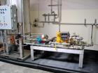 Used 220 Gallon Stainless Steel Petroleum Mixing Tank & Metered Transfer System – 5 HP Agitator with Blackmer Pump