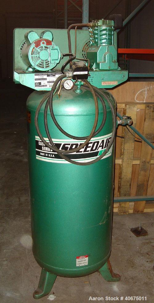 Used-Speedair air compressor, model 5Z185B, cast iron series, vertical tank mounted. Rated 9.5 scfm @ 100 psi.  125 psi max....