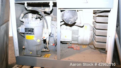 Used Atlas Copco Oil-Injected Rotary Screw Compressor, Model GA22. Air cooled, rated 119.5 CFM at 131 psi. Driven by a 22kw (30hp), 3/60/440-460 volt,3560 rpm motor. Includes a radial fan, oil separa...