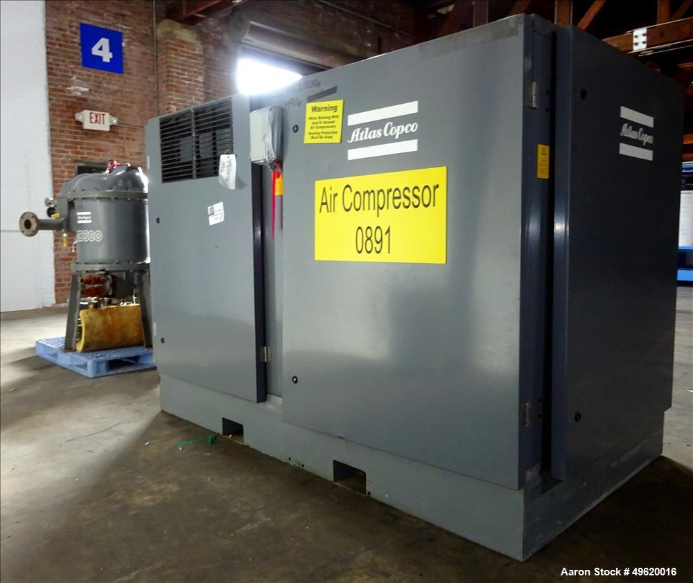 Used Atlas Copco Water Cooled Oil Free Rotary Screw Compressor, Model ZR 3-63. Approximate capacity 790 CFM, 125 psi. Driven by a 200hp, 3/60/460 volt, 3580 rpm motor. With Elektronikon panel, serial...