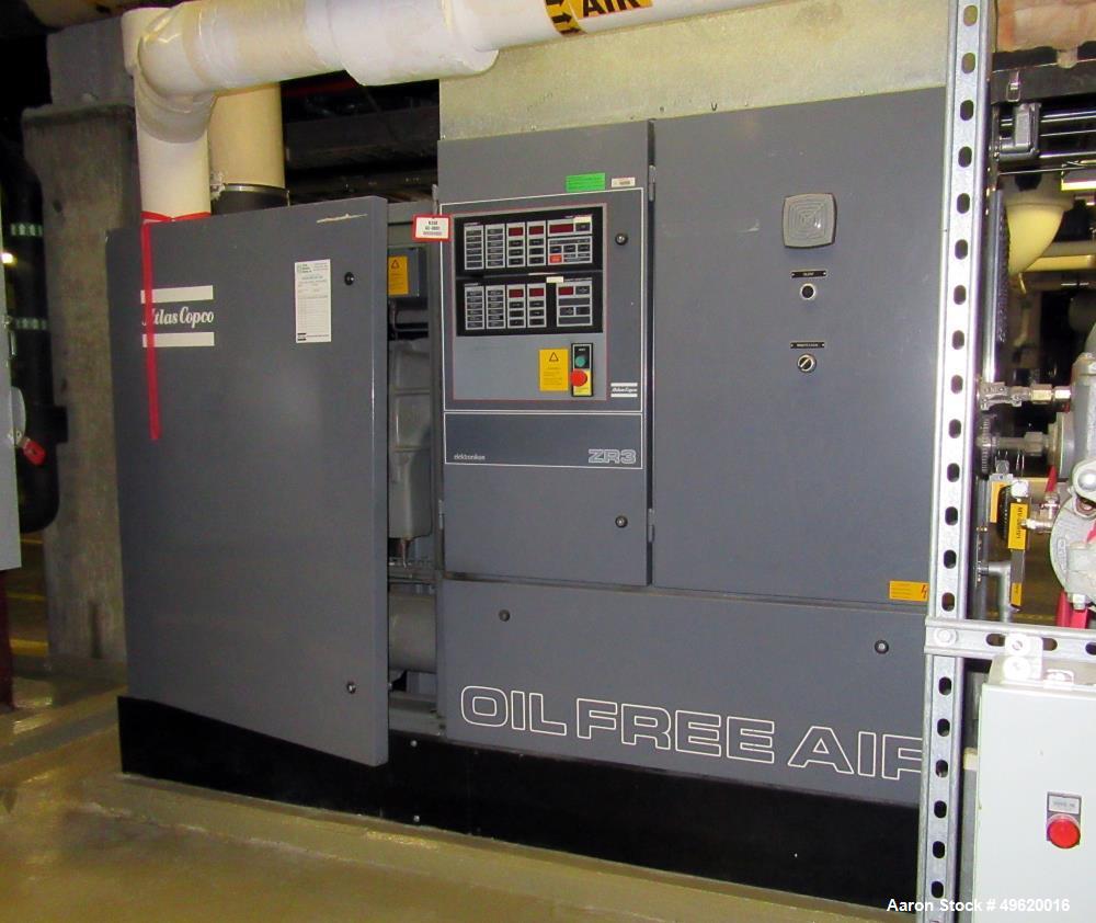 Used- Atlas Copco Water Cooled Oil Free Rotary Screw Compressor, Model ZR 3-63. Approximate capacity 790 CFM, 125 psi. Drive...