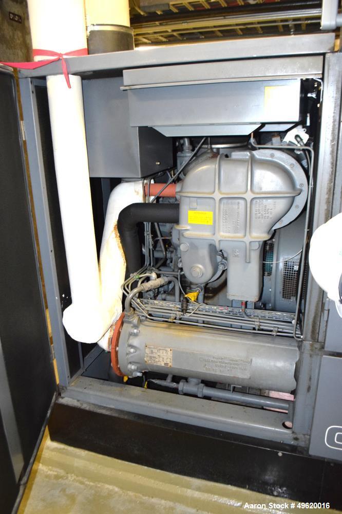 Used Atlas Copco Water Cooled Oil Free Rotary Screw Compressor, Model ZR 3-63. Approximate capacity 790 CFM, 125 psi. Driven by a 200hp, 3/60/460 volt, 3580 rpm motor. With Elektronikon panel, serial...