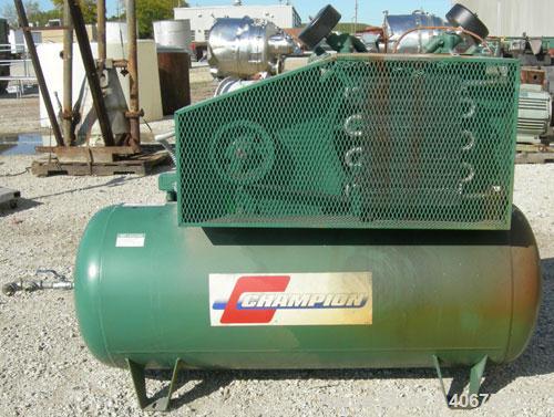 Used Champion Advantage Series Reciprocating Air Compressor, 2 Stage, Model HR-10-12, air cooled. 34.8 cfm at 175 psig. Driven by a 10 hp, 3/60/230/460 volt, 1725 rpm motor. Mounted on a 100 gallon h...