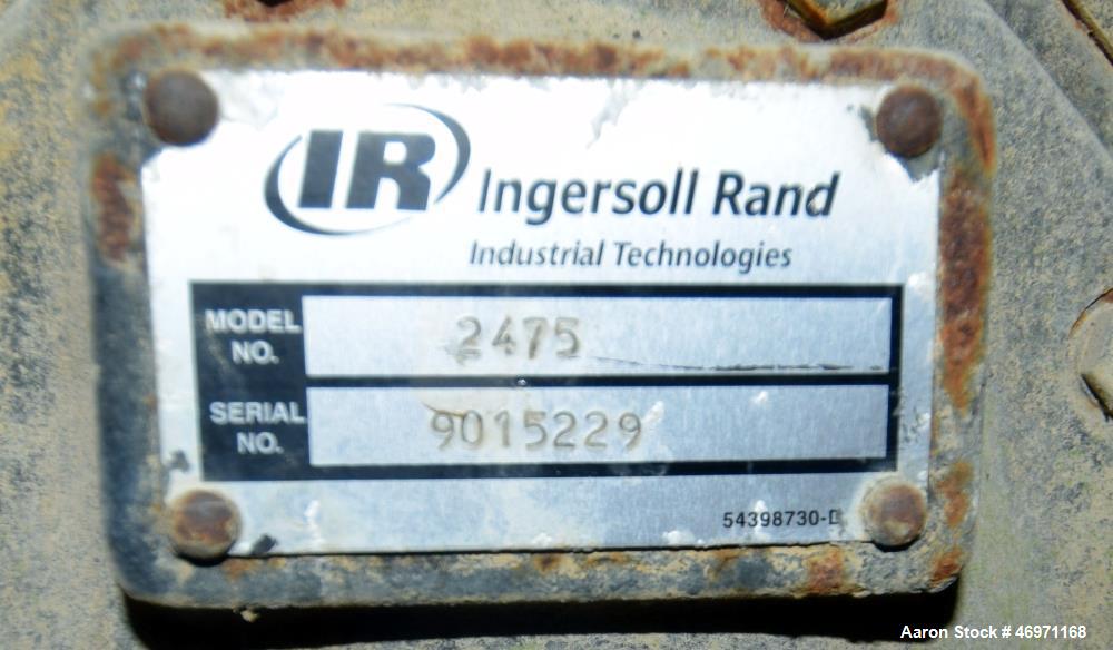 Used Ingersoll Rand Reciprocating Air Compressor, Model 2475D5. Rated 17.1 cfm at 90 psi. Driven by a 5hp, 3/60/200 volt, 1740 rpm motor. Mounted on an approximate 80 gallon horizontal tank. Serial# ...
