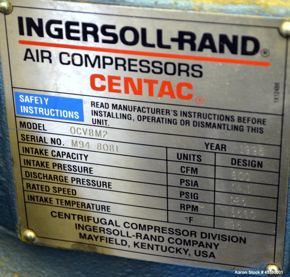 Used- Ingersoll-Rand Centac Water Cooled Centrifugal Air Compressor, Model OCV8M