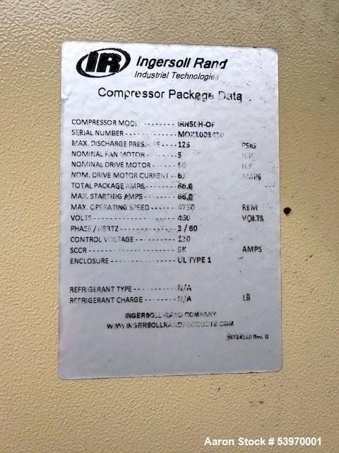 Used Ingersoll Rand IRN50H-OF 50 HP Air Compressor – 125 PSIG, 4750 RPM, with Dryer & Receiver Tank
