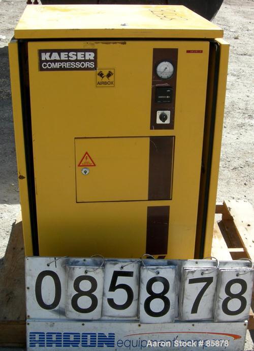 USED: Kaeser Airbox reciprocating compressor, model AB1000. Approximate 35.3 cfm at 200 psi. (2) Cylinders. Driven by a 7.5 hp, 230/460 volt motor. Includes cabinet and control panel. 4851 hours on m...