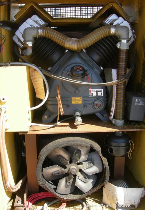 USED: Kaeser Airbox reciprocating compressor, model AB1000. Approximate 35.3 cfm at 200 psi. (2) Cylinders. Driven by a 7.5 hp, 230/460 volt motor. Includes cabinet and control panel. 4851 hours on m...