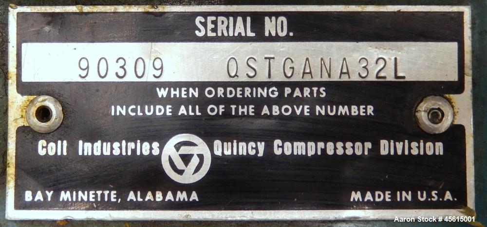 Used Quincy Model QST Air Compressor, Serial #QSTGANA32L
