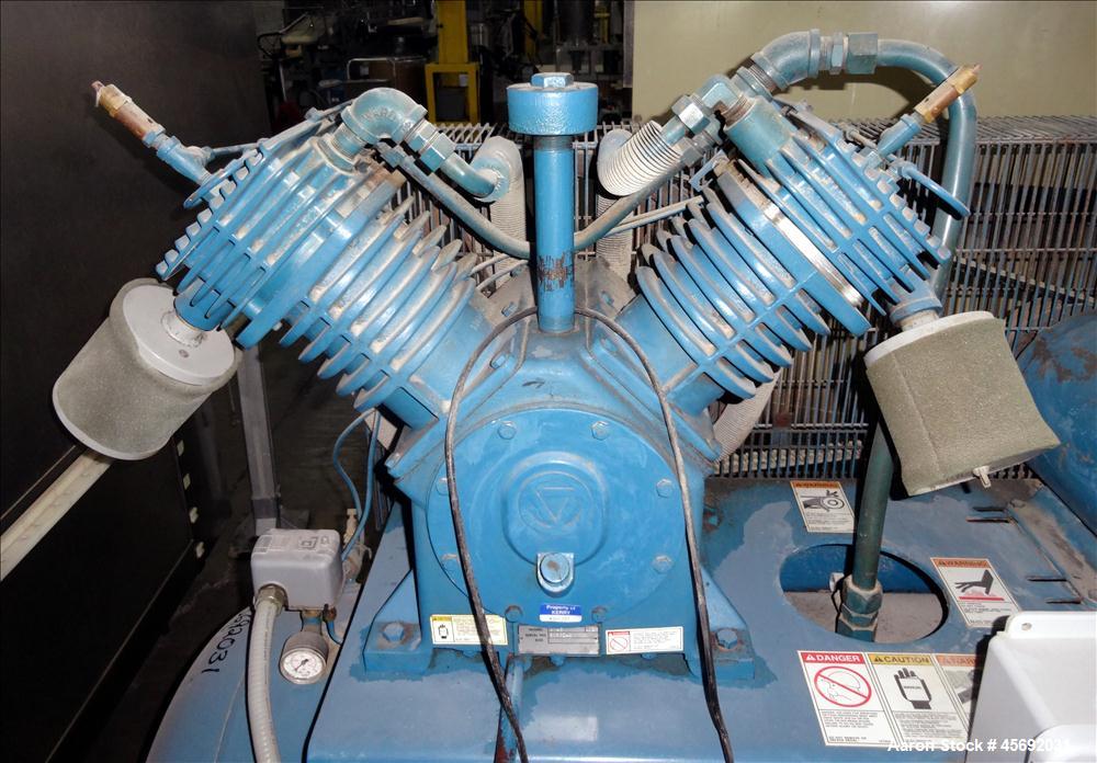 Used Quincy QT-15 Series Two Stage Reciprocating Air Compressor. Air Cooled. 32.10 cfm at 175 psi at minimum rpm, 62 cfm at 175 psi at maximum rpm. Belt driven by 10 hp, 1725 rpm, 3/60/208-230/460 vo...