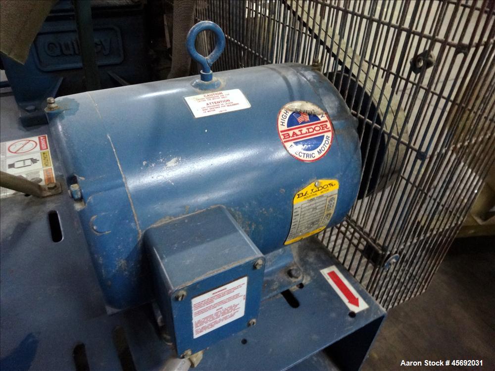 Used- Quincy QT-15 Series Two Stage Reciprocating Air Compressor. Air Cooled. 32.10 cfm at 175 psi at minimum rpm, 62 cfm at...