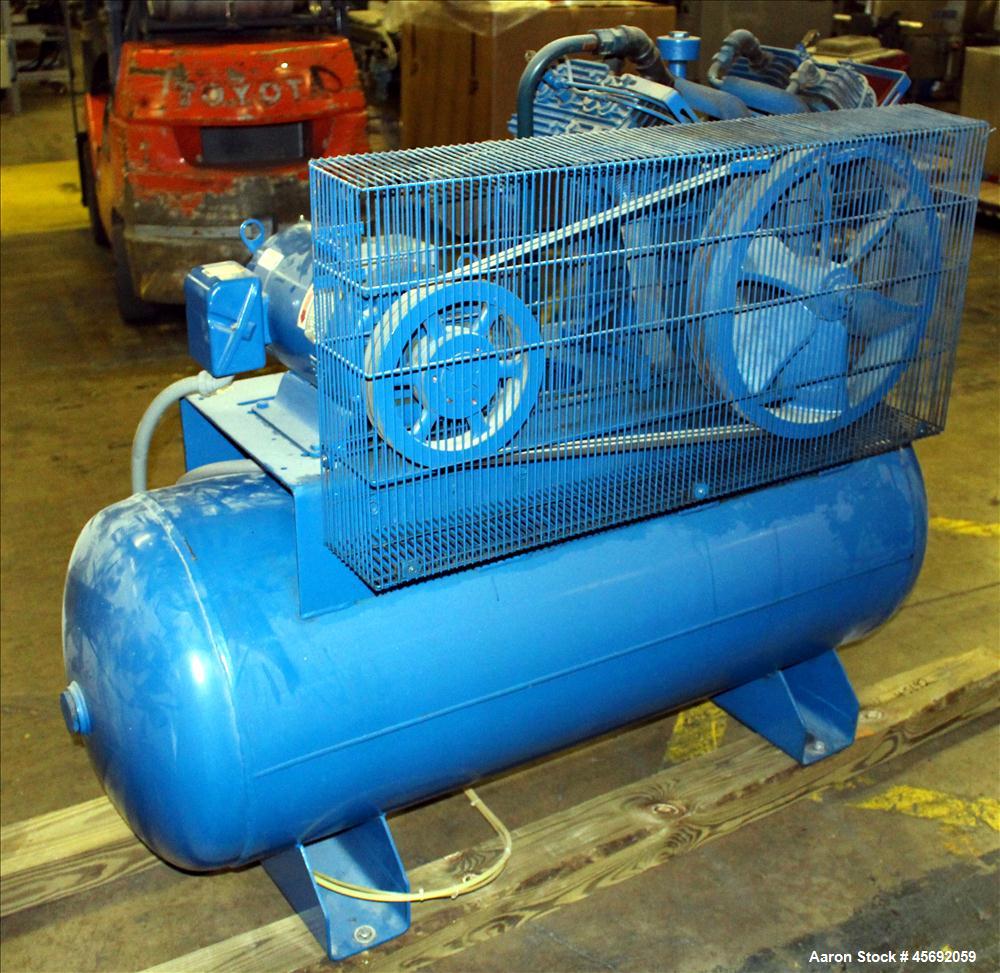 Used- Quincy QT-15 Series Two Stage Reciprocating Air Compressor. Air Cooled. 32.10 cfm at 175 psi at minimum rpm, 62 cfm at...