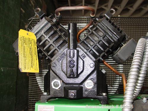 Used Speedaire reciprocating tank mounted air compressor, model 3JR76. Approximate 14.9 acfm at 135 psig, 16.7 cfm at 90 psi. Driven by an approximate 5 hp motor. 1/60/230 volt. Mounted on a 60 gallo...