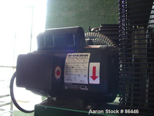 Used Speedaire reciprocating tank mounted air compressor, model 3JR76. Approximate 14.9 acfm at 135 psig, 16.7 cfm at 90 psi. Driven by an approximate 5 hp motor. 1/60/230 volt. Mounted on a 60 gallo...