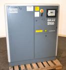 Used Atlas Copco Oil-Injected Rotary Screw Compressor, Model GA22. Air cooled, rated 119.5 CFM at 131 psi. Driven by a 22kw (30hp), 3/60/440-460 volt,3560 rpm motor. Includes a radial fan, oil separa...