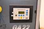 Used Atlas Copco Oil-Injected Rotary Screw Compressor, Model GA22. Air cooled, rated 119.5 CFM at 131 psi. Driven by a 22kw (30hp), 3/60/440-460 volt,3560 rpm motor. Includes a radial fan, oil separa...