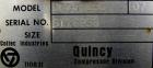 USED: Quincy single stage, oil-less, reciprocating air compressor, model QRDS-15U. (3) Cylinders, approximately 53 scfm at 1020 rpm at 75 psi. Driven by a 15 hp, 3/60/208-230/460 volt, 1760 rpm motor...