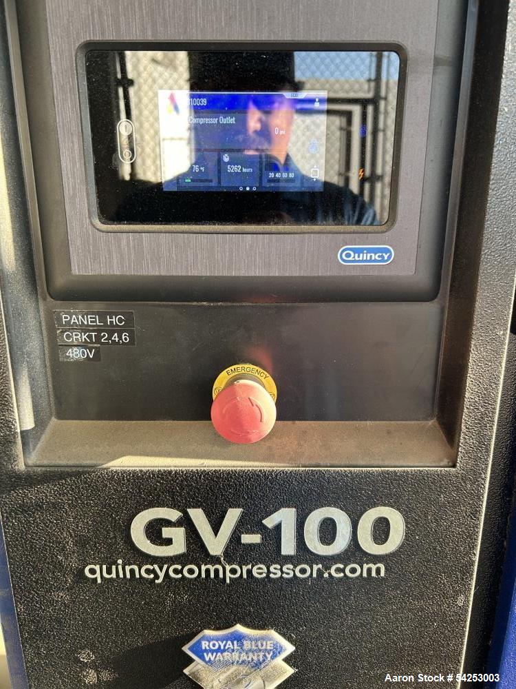 Used Quincy QGV-100 Variable Speed Rotary Screw Air Compressor | 100 HP | 471 CFM | Water-Cooled | 5,262 Hours