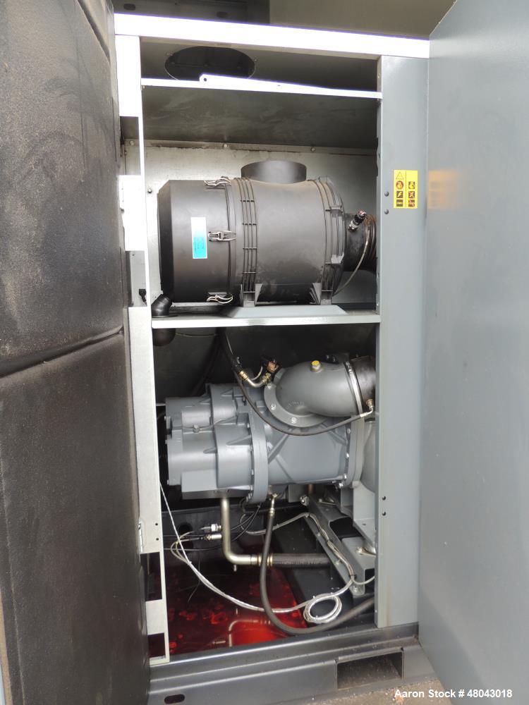 Used Atlas Copco One Stage Lubricated Screw Air Compressor. Model GA110VSP-AP. Rated 192 to 701 CFM @125PSI. Driven by 150 HP ABB Drive and Inverter Duty Main Drive Motor. Includes Sound Attenuated E...