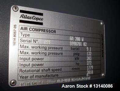 Unused- Atlas Copco Model GA200-W Rotary Screw Compressor