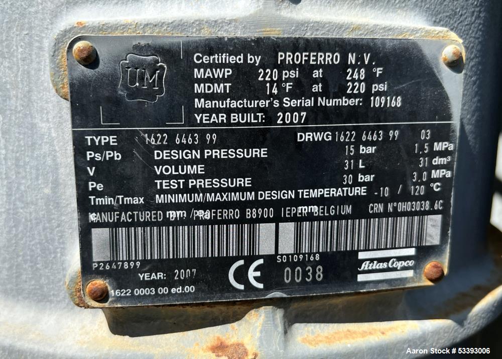 Used – Atlas Copco GA30+ Rotary Screw Air Compressor – 40 HP, 210 CFM, 109 PSIG