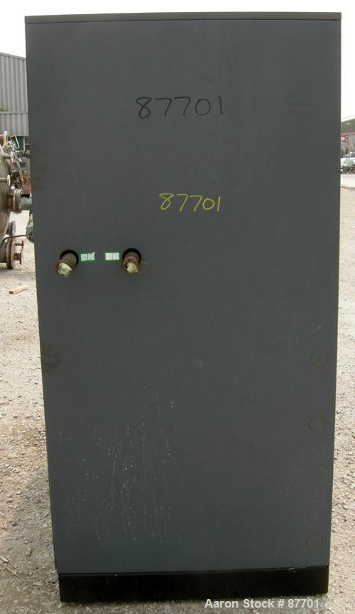 USED: Atlas Copco Stationary Rotary Screw Compressor, model GA55W. Rated max 132 psi, water cooled. Capacity approximately 328 cfm at 125 psi. Driven by a 75 hp, 3/60/230/460 volt, 3550 rpm motor. Un...