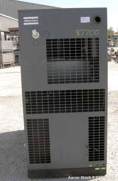 USED: Atlas Copco Stationary Rotary Screw Compresser, model GA55W. Rated max 132 psi, water cooled. Capacity approximately 328 cfm at 125 psi. Driven by a 75 hp, 3/60/230/460 volt, 3550 rpm motor. Un...