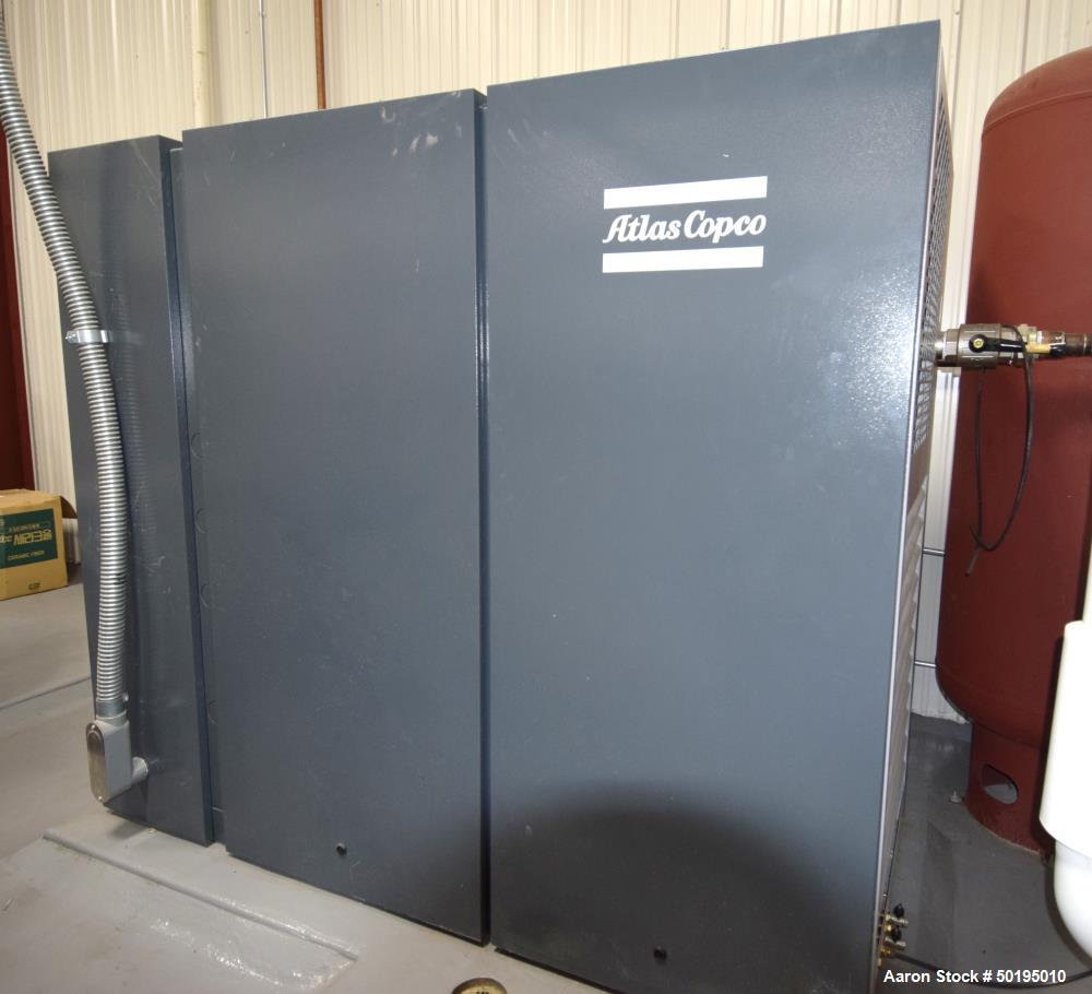 Used Atlas Copco Oil-Injected Rotary Screw Compressor, Model GA75VSF. Rated 518.5 CFM at 185 psi, 100hp motor, running time 14 hours on meter, Elektronikon II controller. Serial# API653263,  built 20...