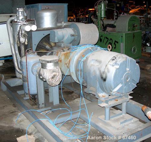 USED:Atlas Copco stationary rotary screw compressor, model GAU-807. Rated max 100 psi, air cooled, capacity approximately 410 cfm at 1770 rpm. Driven by a 100 hp, 3/60/230/460 volt, 1770 rpm motor. U...