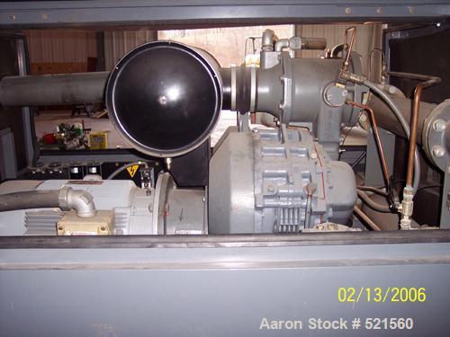 USED: Atlas Copco oil free rotary screw air compressor, model ZR-237.Water cooled, normal working pressure of 7 bar (100 psi), maximumworking pressure of 8.6 bar (125 psi), maximum motor shaft speed ...