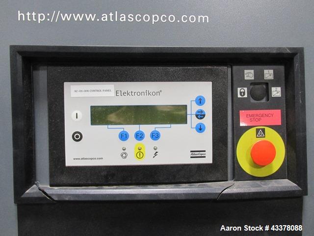 Used Atlas Copco Water Cooled Oil Free Rotary Screw Compressor, Model ZR250. Rated 1100 CFM, 125 psi. Driven by a 300hp, 460 volt motor. Includes an Atlas Copco MD600 air dryer, serial# AID011985, an...