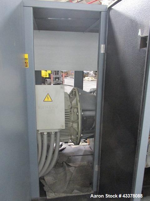 Used Atlas Copco Water Cooled Oil Free Rotary Screw Compressor, Model ZR250. Rated 1100 CFM, 125 psi. Driven by a 300hp, 460 volt motor. Includes an Atlas Copco MD600 air dryer, serial# AID011985, an...