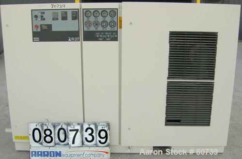 Used Atlas Copco Two Stage Oil Free Rotary Screw Compressor, Model ZR37. Water cooled. Rated approximately 181 cfm at 128 psig. Driven by a 50 hp motor. Enclosed in a sound dampening cabinet. 44,085 ...