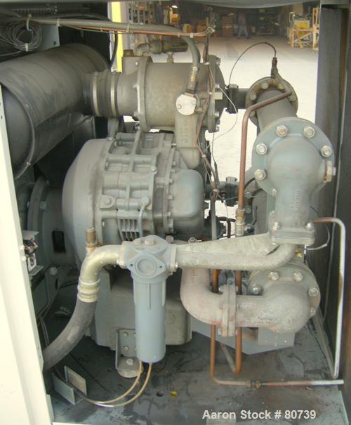 Used Atlas Copco Two Stage Oil Free Rotary Screw Compressor, Model ZR37. Water cooled. Rated approximately 181 cfm at 128 psig. Driven by a 50 hp motor. Enclosed in a sound dampening cabinet. 44,085 ...