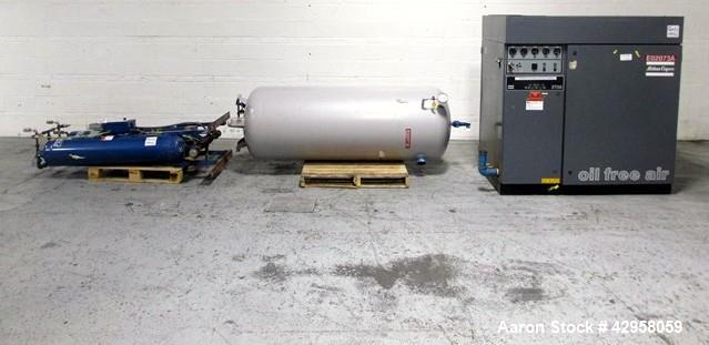 Used Atlas Copco Oil Free Air Compressor, Model ZT22. 30hp, 125 psi, 113 cfm with controls, 15865 hours, serial# AIF021152. With Pioneer dual desiccant air dryer, model PHL-100, rated 100 psi at 110 ...