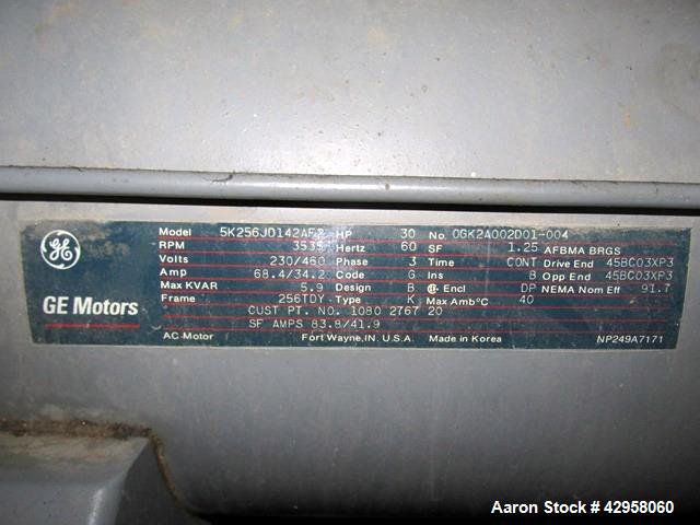 Used Atlas Copco Oil Free Air Compressor, Model ZT22. 30hp, 125 psi, 113 cfm with controls, 21013 hours, serial# AIF021153 with Pioneer dual desiccant air dryer, model PHL-100, rated 100 psi at 110 c...